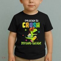 Back To School I'm Ready To Crush Second Grade Dinosaur Toddler T-Shirt thumb 2