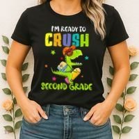 Back To School I'm Ready To Crush Second Grade Dinosaur Women's T-Shirt thumb 2