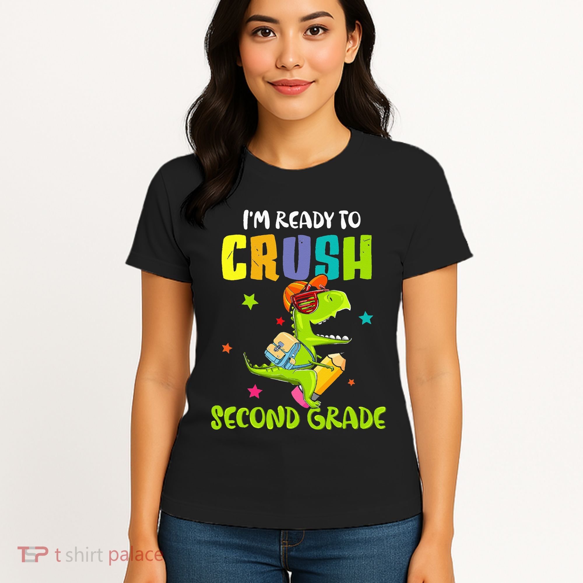 Back To School I'm Ready To Crush Second Grade Dinosaur Women's T-Shirt