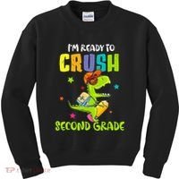 Back To School I'm Ready To Crush Second Grade Dinosaur Kids Sweatshirt thumb 0