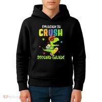 Back To School I'm Ready To Crush Second Grade Dinosaur Kids Hoodie thumb 4
