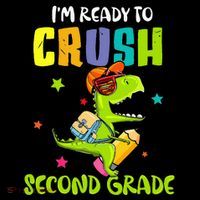 Back To School I'm Ready To Crush Second Grade Dinosaur Kids T-Shirt thumb 4