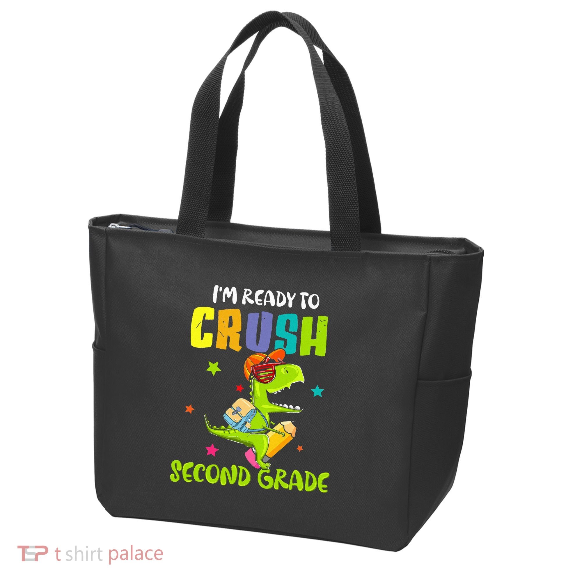 Back To School I'm Ready To Crush Second Grade Dinosaur Tote Bag