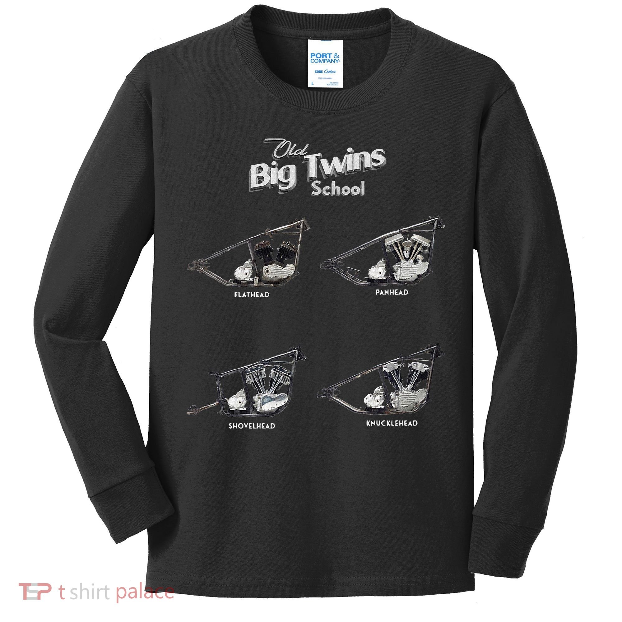 Big Twins Shovelhead Knucklehead Panhead Flathead Hd V Twin Premium Kids Long Sleeve Shirt