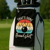 Bowling Thats Some Bowlshit Retro Bowling Lovers Bowler Golf Towel thumb 2