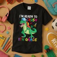 Back To School For Ready To Crush 11th Grade Rex Kids T-Shirt thumb 3