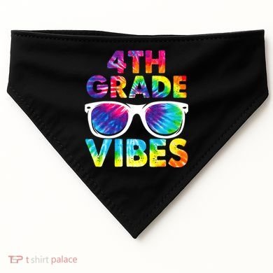 Back To School Funny 4th Grade Vibes First Day Teacher USA-Made Doggie Bandana