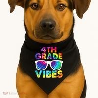 Back To School Funny 4th Grade Vibes First Day Teacher USA-Made Doggie Bandana thumb 1