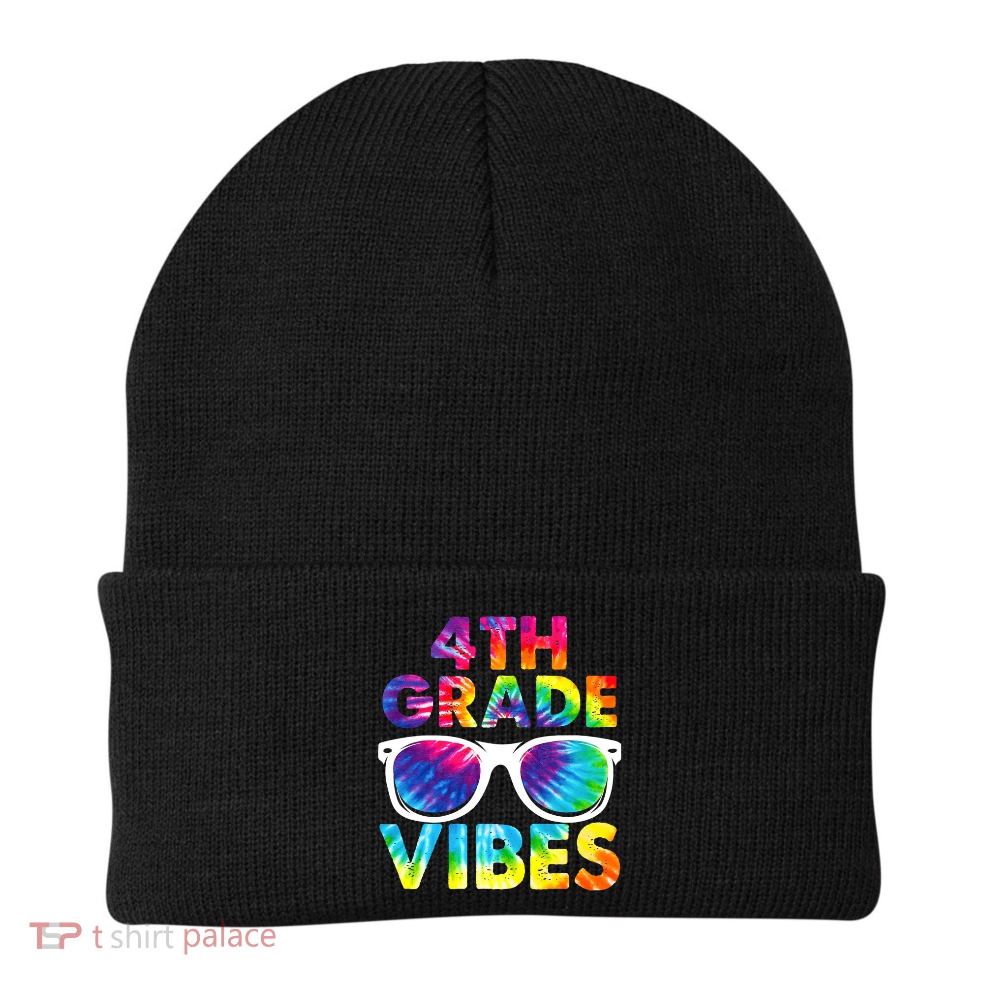 Back To School Funny 4th Grade Vibes First Day Teacher Beanie