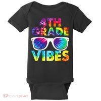Back To School Funny 4th Grade Vibes First Day Teacher Baby Bodysuit thumb 0