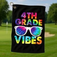 Back To School Funny 4th Grade Vibes First Day Teacher Golf Towel thumb 1