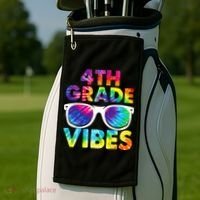 Back To School Funny 4th Grade Vibes First Day Teacher Golf Towel thumb 2