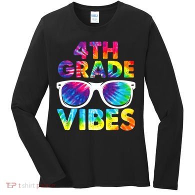 Back To School Funny 4th Grade Vibes First Day Teacher Women's Long Sleeve Shirt