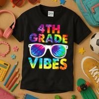 Back To School Funny 4th Grade Vibes First Day Teacher Kids T-Shirt thumb 3
