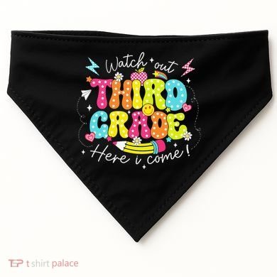 Back To School Watch Out Third Grade Here I Come Pencil USA-Made Doggie Bandana