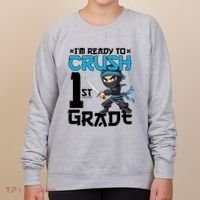 Back To School Im Ready To Crush 1St Grade Ninja First Day Gift Women's Sweatshirt thumb 0