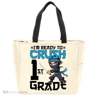 Back To School Im Ready To Crush 1St Grade Ninja First Day Gift Tote Bag