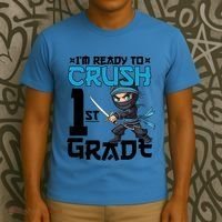 Back To School Im Ready To Crush 1St Grade Ninja First Day Gift T-Shirt thumb 3