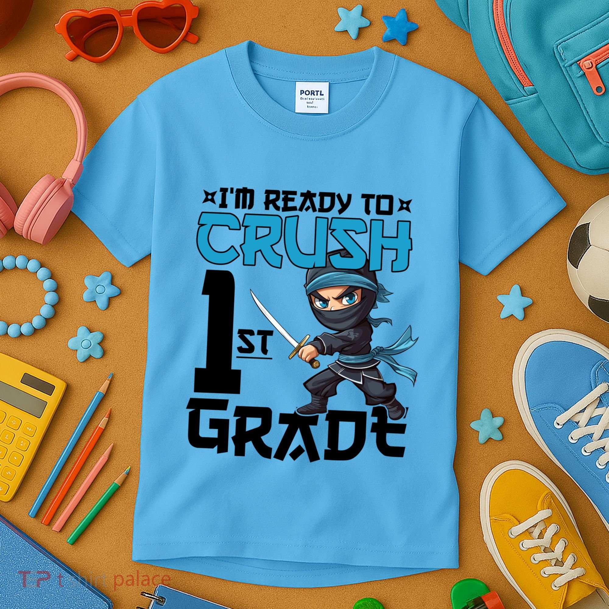 Back To School Im Ready To Crush 1St Grade Ninja First Day Gift Kids T-Shirt