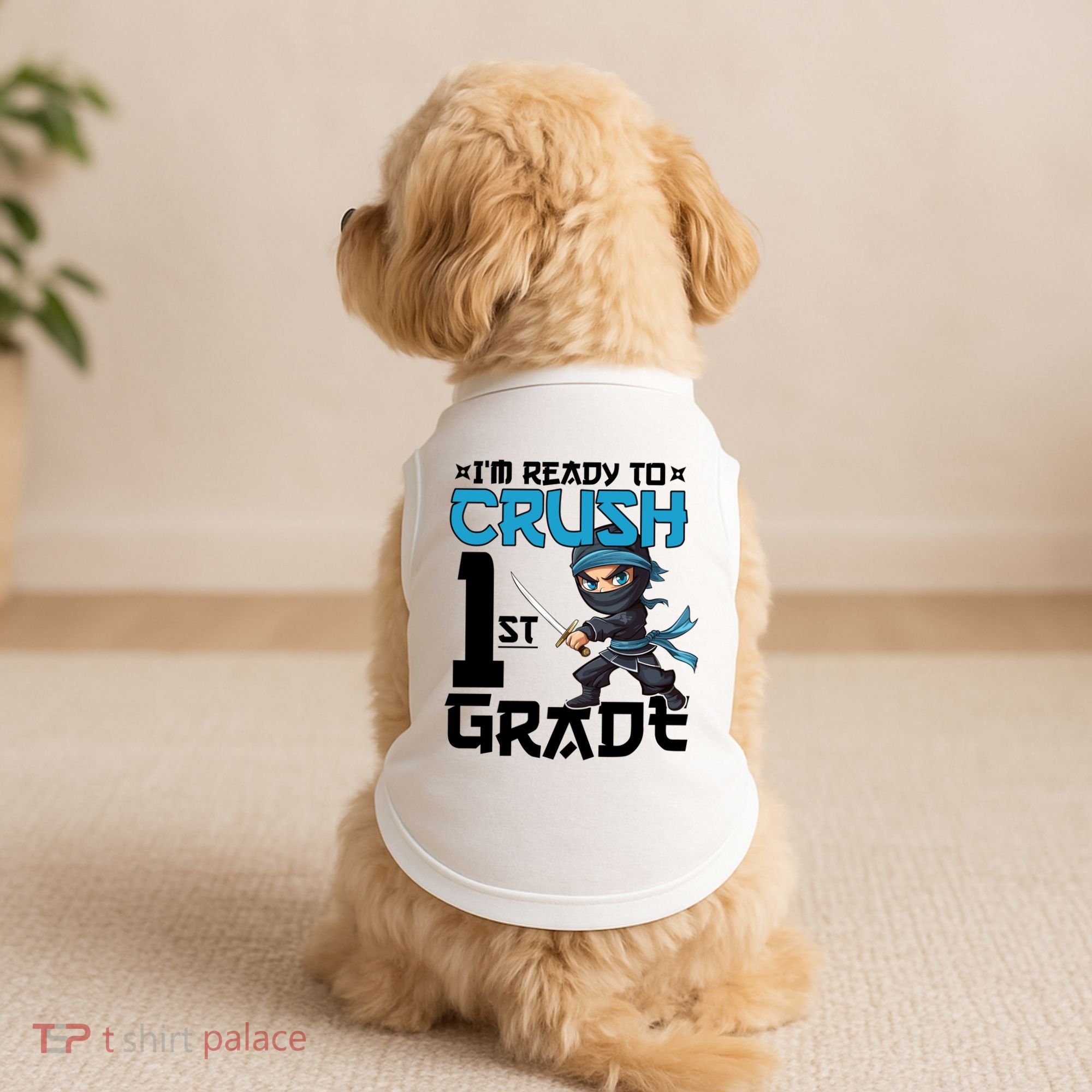 Back To School Im Ready To Crush 1St Grade Ninja First Day Gift Doggie Tank