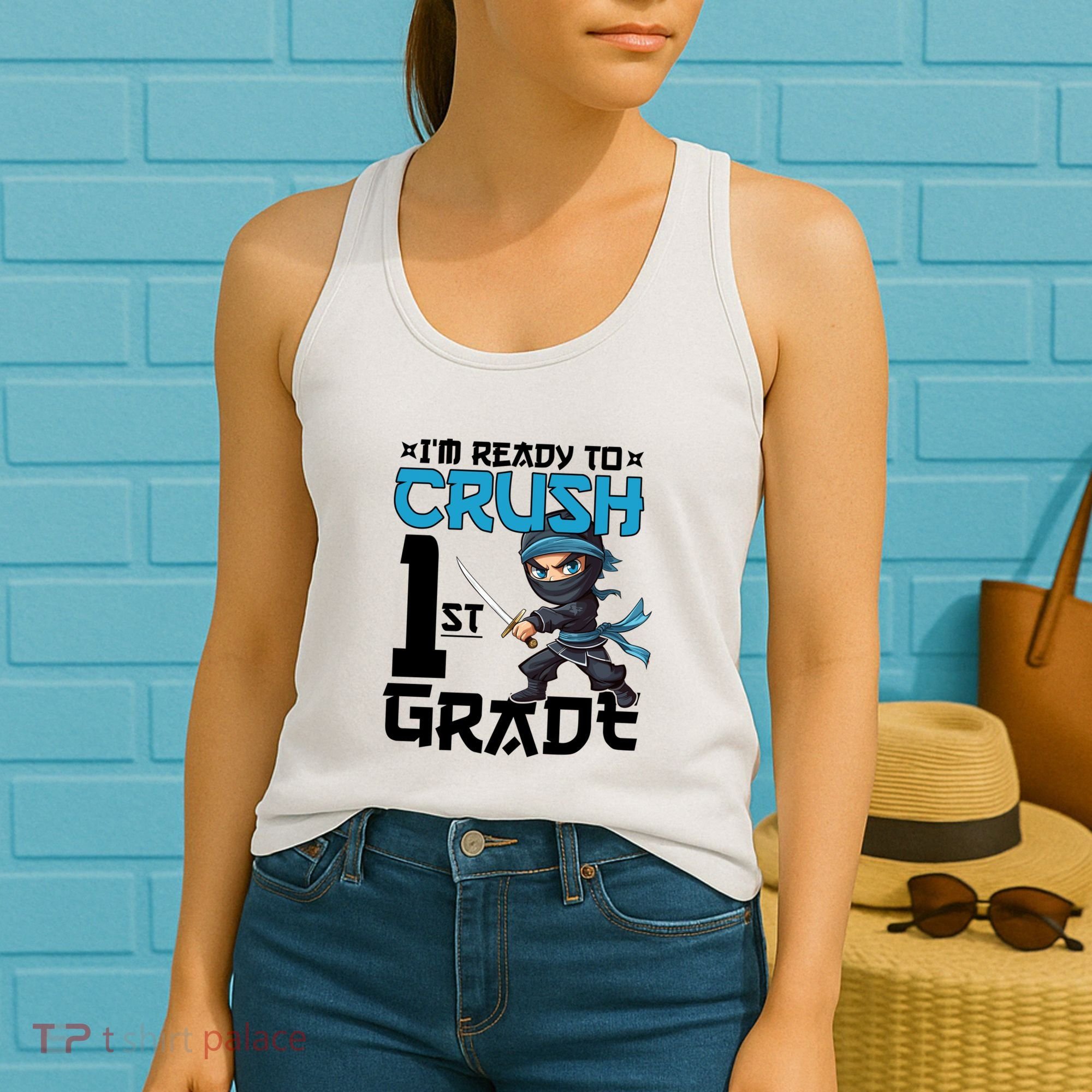 Back To School Im Ready To Crush 1St Grade Ninja First Day Gift Women's Tank Top