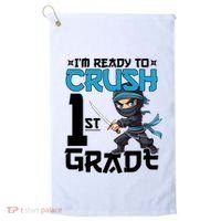 Back To School Im Ready To Crush 1St Grade Ninja First Day Gift Golf Towel thumb 0