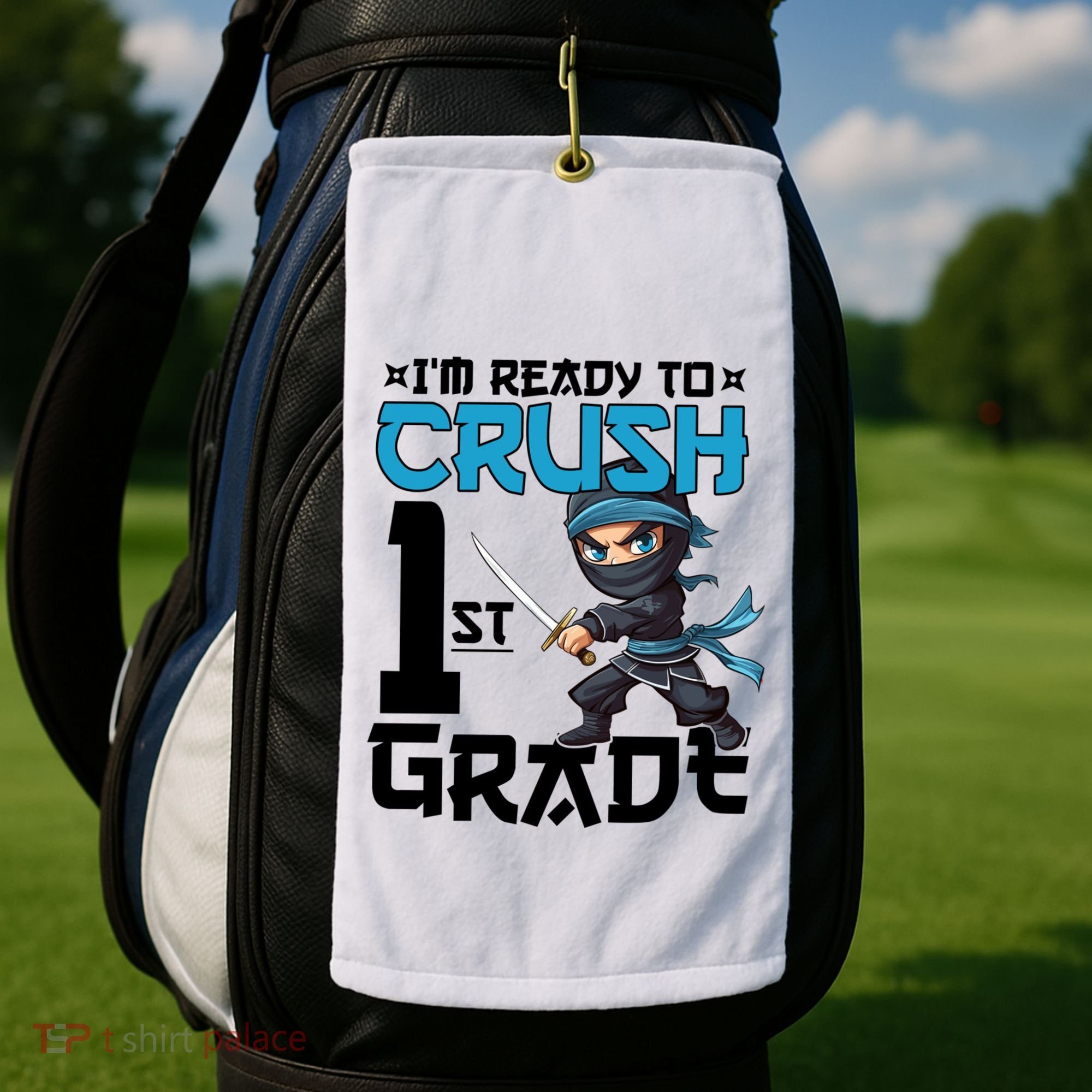 Back To School Im Ready To Crush 1St Grade Ninja First Day Gift Golf Towel