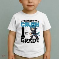 Back To School Im Ready To Crush 1St Grade Ninja First Day Gift Toddler T-Shirt thumb 2