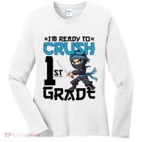 Back To School Im Ready To Crush 1St Grade Ninja First Day Gift Women's Long Sleeve Shirt thumb 0