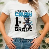Back To School Im Ready To Crush 1St Grade Ninja First Day Gift Women's T-Shirt thumb 2