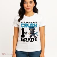 Back To School Im Ready To Crush 1St Grade Ninja First Day Gift Women's T-Shirt thumb 4