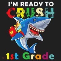 Back To School Im Ready To Crush 1st Grade Shark Women's Sweatshirt thumb 2