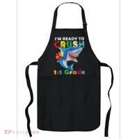 Back To School Im Ready To Crush 1st Grade Shark Apron thumb 0