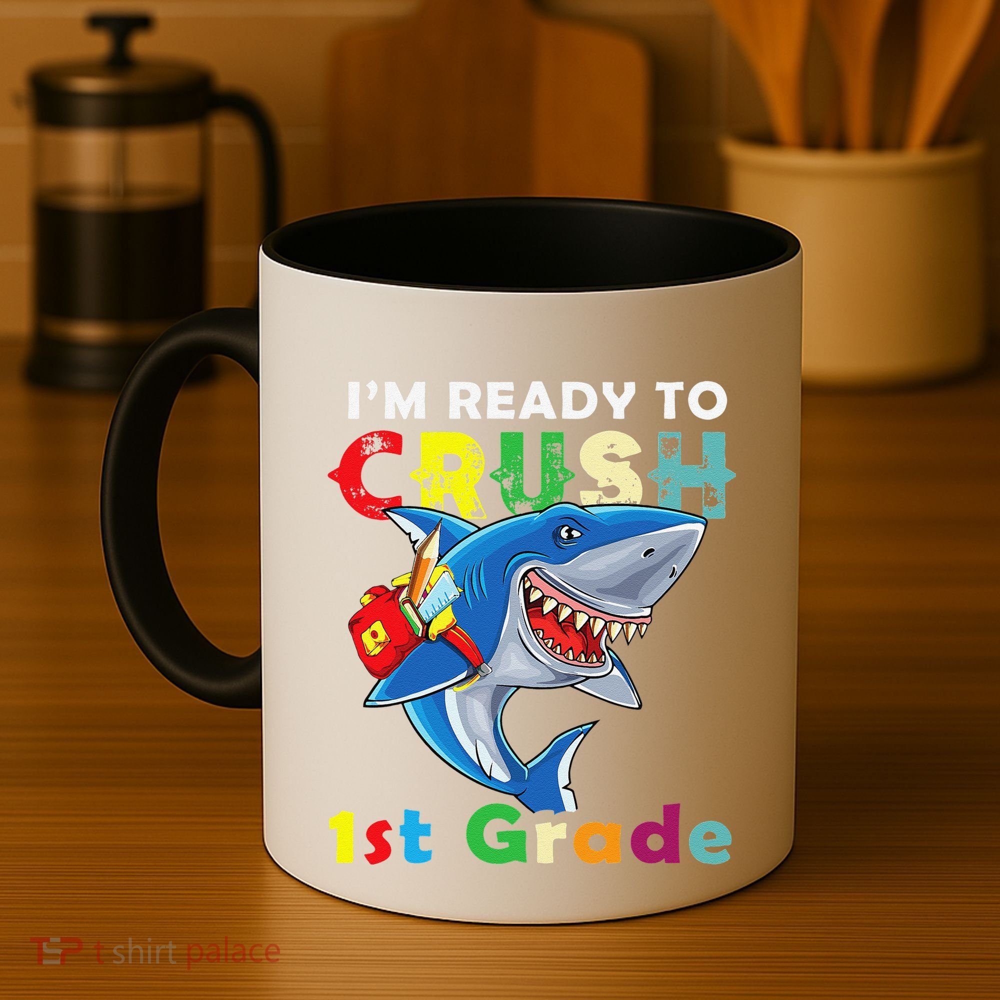 Back To School Im Ready To Crush 1st Grade Shark Coffee Mug