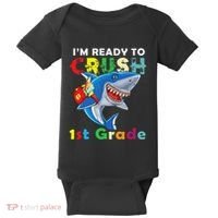 Back To School Im Ready To Crush 1st Grade Shark Baby Bodysuit thumb 0