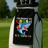 Back To School Im Ready To Crush 1st Grade Shark Golf Towel thumb 2