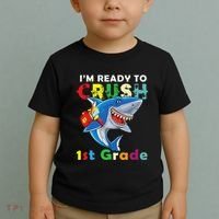 Back To School Im Ready To Crush 1st Grade Shark Toddler T-Shirt thumb 2