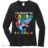 Back To School Im Ready To Crush 1st Grade Shark Women's Long Sleeve Shirt thumb 0
