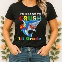 Back To School Im Ready To Crush 1st Grade Shark Women's T-Shirt thumb 2