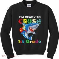 Back To School Im Ready To Crush 1st Grade Shark Kids Sweatshirt thumb 0