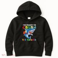 Back To School Im Ready To Crush 1st Grade Shark Kids Hoodie thumb 0