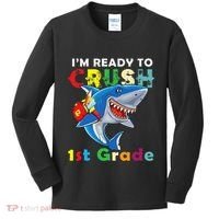 Back To School Im Ready To Crush 1st Grade Shark Kids Long Sleeve Shirt thumb 0