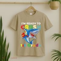 Back To School Im Ready To Crush 1st Grade Shark T-Shirt thumb 2