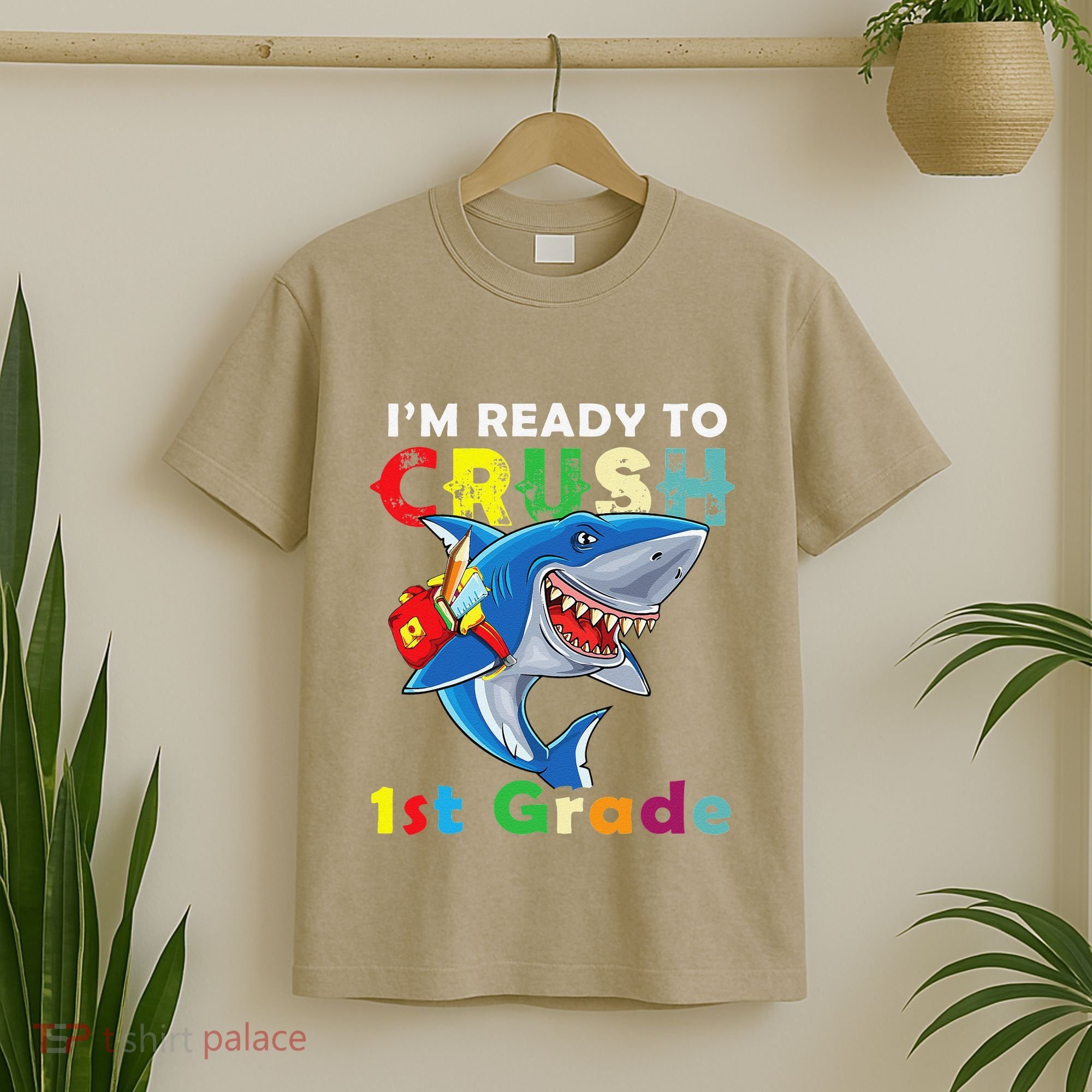 Back To School Im Ready To Crush 1st Grade Shark T-Shirt