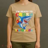 Back To School Im Ready To Crush 1st Grade Shark T-Shirt thumb 4