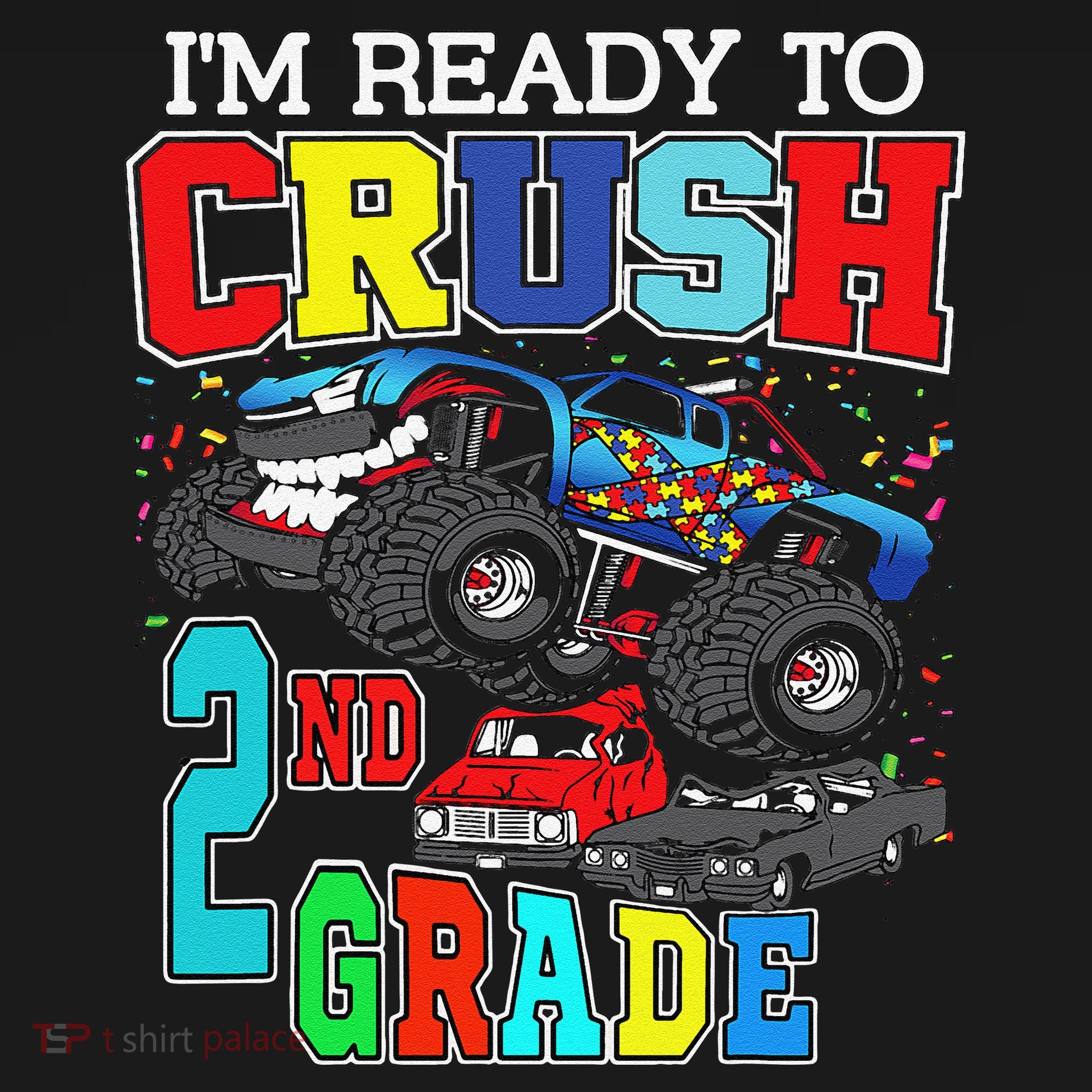 Back To School Monster Truck Ready To Crush 2nd Grade Autism Baby Bodysuit