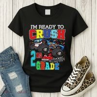 Back To School Monster Truck Ready To Crush 2nd Grade Autism Women's T-Shirt thumb 3