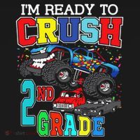 Back To School Monster Truck Ready To Crush 2nd Grade Autism Kids Sweatshirt thumb 2