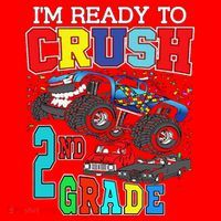 Back To School Monster Truck Ready To Crush 2nd Grade Autism Santa Hat thumb 1