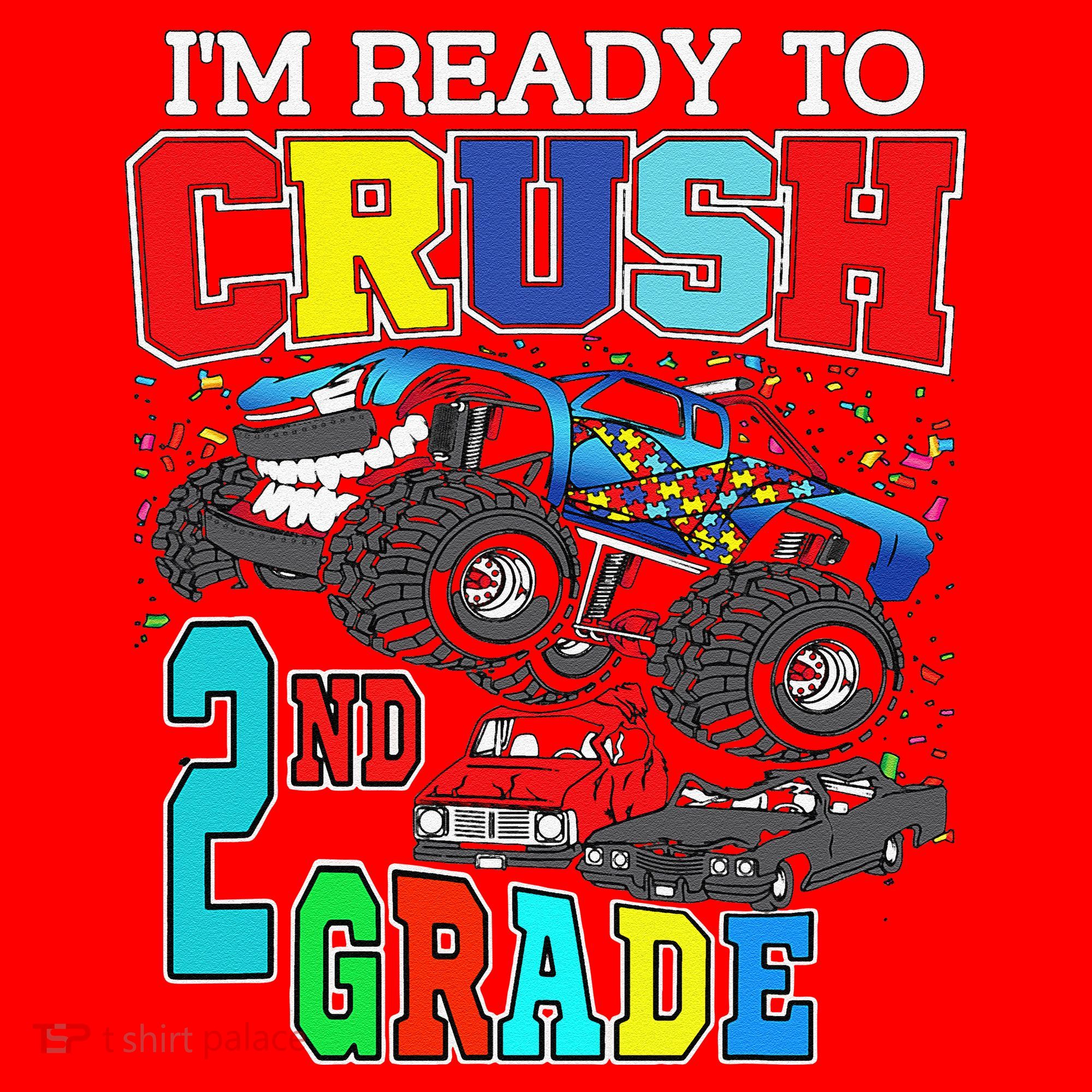 Back To School Monster Truck Ready To Crush 2nd Grade Autism Santa Hat